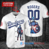 Los Angeles Dodgers x Marvel Captain America Steve Rogers with Trophy Custom Baseball Jersey White