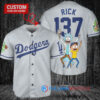 Los Angeles Dodgers x Rick and Morty with Trophy Custom Baseball Jersey Gray