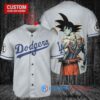 Los Angeles Dodgers x Son Goku Kakarot Super Saiyan Dragon Ball Z with Trophy Baseball Jersey Gray