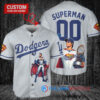 Los Angeles Dodgers x Superman DC Comics with Trophy Custom Baseball Jersey Gray