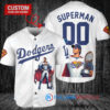 Los Angeles Dodgers x Superman DC Comics with Trophy Custom Baseball Jersey White