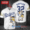 Los Angeles Dodgers x The Simpsons Bart Simpson, Homer Simpson, Lisa Simpson with Trophy Custom Baseball Jersey White