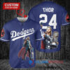 Los Angeles Dodgers x Thor Marvel with Trophy Custom Baseball Jersey Navy
