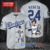 Los Angeles Dodgers x Vegeta Super Saiyan Dragon Ball Z with Trophy Custom Baseball Jersey Gray