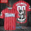 Miami Marlins Jack Skellington Sally World Series Trophy Baseball Jersey Red