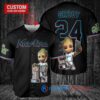 Miami Marlins x Baby Groot Marvel Guardians Of The Galaxy with Trophy Custom Baseball Jersey Black