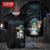 Miami Marlins x Baby Yoda Star Wars The Mandalorian with Trophy Custom Baseball Jersey Black