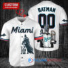Miami Marlins x DC Comics Batman The Dark Knight with Trophy Custom Baseball Jersey White