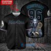 Miami Marlins x Ghostface Scream Halloween Halloween with World Series Trophy Custom Baseball Jersey Black