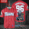 Miami Marlins x Ghostface Scream Halloween Halloween with World Series Trophy Custom Baseball Jersey Red