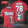 Miami Marlins x Halloween Michael Myers with Trophy Custom Baseball Jersey Red