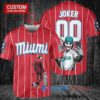 Miami Marlins x Joker DC Comics with Trophy Custom Baseball Jersey Red