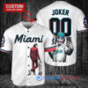 Miami Marlins x Joker DC Comics with Trophy Custom Baseball Jersey White
