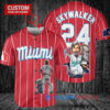 Miami Marlins x Luke Skywalker Star Wars with Trophy Custom Baseball Jersey Red