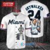 Miami Marlins x Luke Skywalker Star Wars with Trophy Custom Baseball Jersey White
