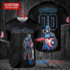 Miami Marlins x Marvel Captain America Steve Rogers with Trophy Custom Baseball Jersey Black