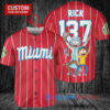 Miami Marlins x Rick and Morty with Trophy Custom Baseball Jersey Red