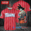 Miami Marlins x Son Goku Kakarot Super Saiyan Dragon Ball Z with Trophy Baseball Jersey Red