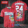 Miami Marlins x SpongeBob SquarePants with Trophy Custom Baseball Jersey Red