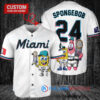 Miami Marlins x SpongeBob SquarePants with Trophy Custom Baseball Jersey White