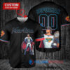 Miami Marlins x Superman DC Comics with Trophy Custom Baseball Jersey Black