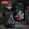 Miami Marlins x Thor Marvel with Trophy Custom Baseball Jersey Black