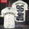 Milwaukee Brewers Ghostface Scream Halloween World Series Trophy Baseball Jersey Cream