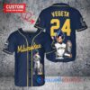 Milwaukee Brewers Vegeta Super Saiyan Dragon Ball Z Baseball Jersey Navy