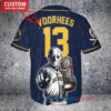 Milwaukee Brewers x Friday the 13th Jason Voorhees Halloween with World Series Trophy Custom Baseball Jersey Navy