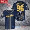 Milwaukee Brewers x Ghostface Scream Halloween Halloween with World Series Trophy Custom Baseball Jersey Navy