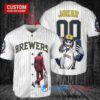 Milwaukee Brewers x Joker DC Comics with Trophy Custom Baseball Jersey White