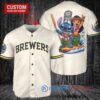 Milwaukee Brewers x Lilo & Stitch Baseball Jersey Cream - Trophy Design
