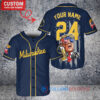 Milwaukee Brewers x Limited Edition with World Series Trophy Custom Baseball Jersey Navy