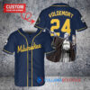 Milwaukee Brewers x Lord Voldemort Harry Potter with Trophy Custom Baseball Jersey Navy
