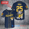 Milwaukee Brewers x Pikachu Pokemon with Trophy Custom Baseball Jersey Navy