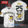 Milwaukee Brewers x Pikachu Pokemon with Trophy Custom Baseball Jersey White