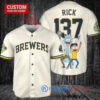 Milwaukee Brewers x Rick and Morty with Trophy Custom Baseball Jersey Cream