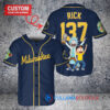 Milwaukee Brewers x Rick and Morty with Trophy Custom Baseball Jersey Navy