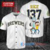 Milwaukee Brewers x Rick and Morty with Trophy Custom Baseball Jersey White
