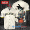 Milwaukee Brewers x Son Goku Kakarot Super Saiyan Dragon Ball Z with Trophy Baseball Jersey Cream