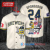Milwaukee Brewers x SpongeBob SquarePants with Trophy Custom Baseball Jersey Cream