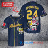 Milwaukee Brewers x SpongeBob SquarePants with Trophy Custom Baseball Jersey Navy