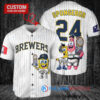 Milwaukee Brewers x SpongeBob SquarePants with Trophy Custom Baseball Jersey White