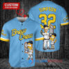 Milwaukee Brewers x The Simpsons Bart Simpson, Homer Simpson, Lisa Simpson with Trophy Custom Baseball Jersey Blue City Connect