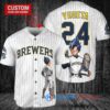 Milwaukee Brewers x Vegeta Super Saiyan Dragon Ball Z with Trophy Custom Baseball Jersey White