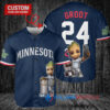 Minnesota Twins x Baby Groot Marvel Guardians Of The Galaxy with Trophy Custom Baseball Jersey Navy