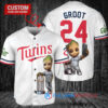 Minnesota Twins x Baby Groot Marvel Guardians Of The Galaxy with Trophy Custom Baseball Jersey White