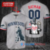Minnesota Twins x DC Comics Batman The Dark Knight with Trophy Custom Baseball Jersey Gray Road