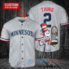 Minnesota Twins x Dr Seuss with World Series Trophy Custom Baseball Jersey Gray Road