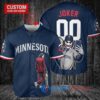 Minnesota Twins x Joker DC Comics with Trophy Custom Baseball Jersey Navy